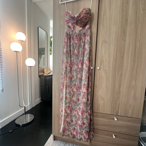 Dress the Population Strapless Floral Dress - Pink and Green - Picture 2 of 5